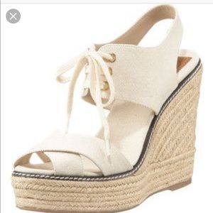 Tory Burch Lace Up Wedge Espadrille Brand New
